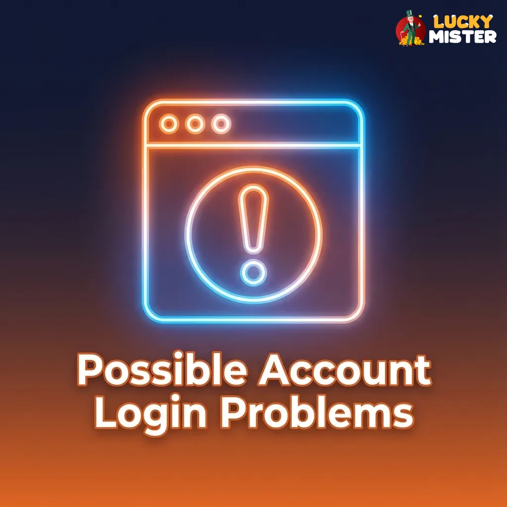 Infographic list of Lucky Mister login problems with brief step-by-step solutions in a comparison table