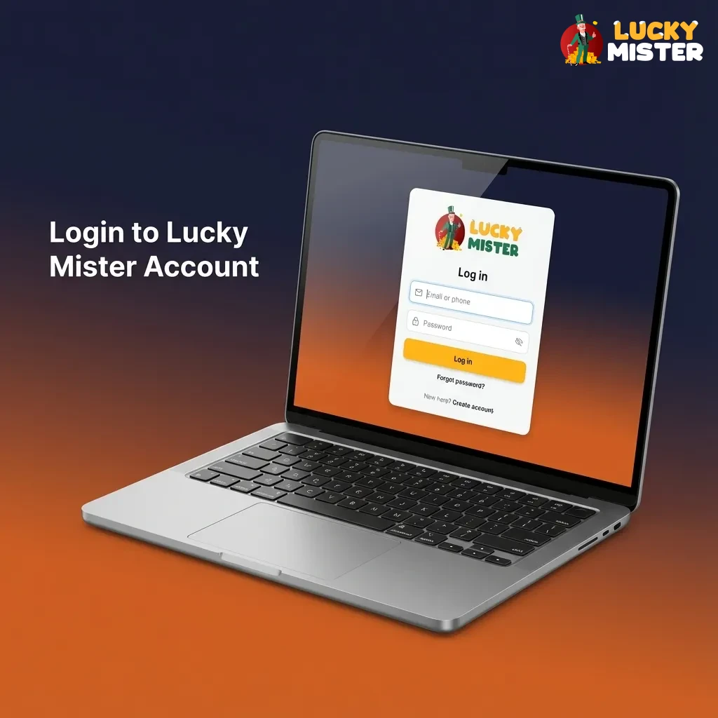 User logging into Lucky Mister account with email and password form, login button and “Forgot password” link visible