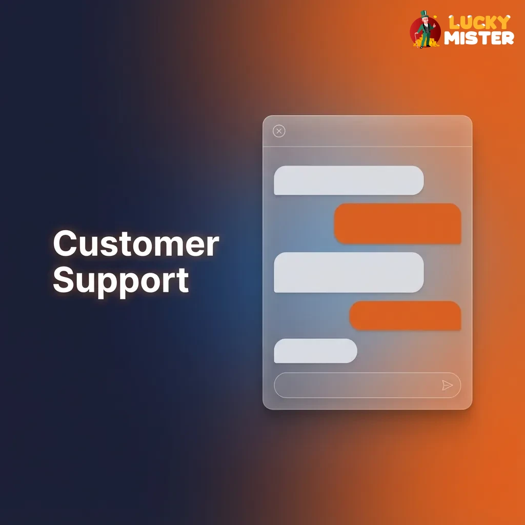 Customer support page showing live chat, email, and FAQ options for LuckyMister withdrawal and transaction help