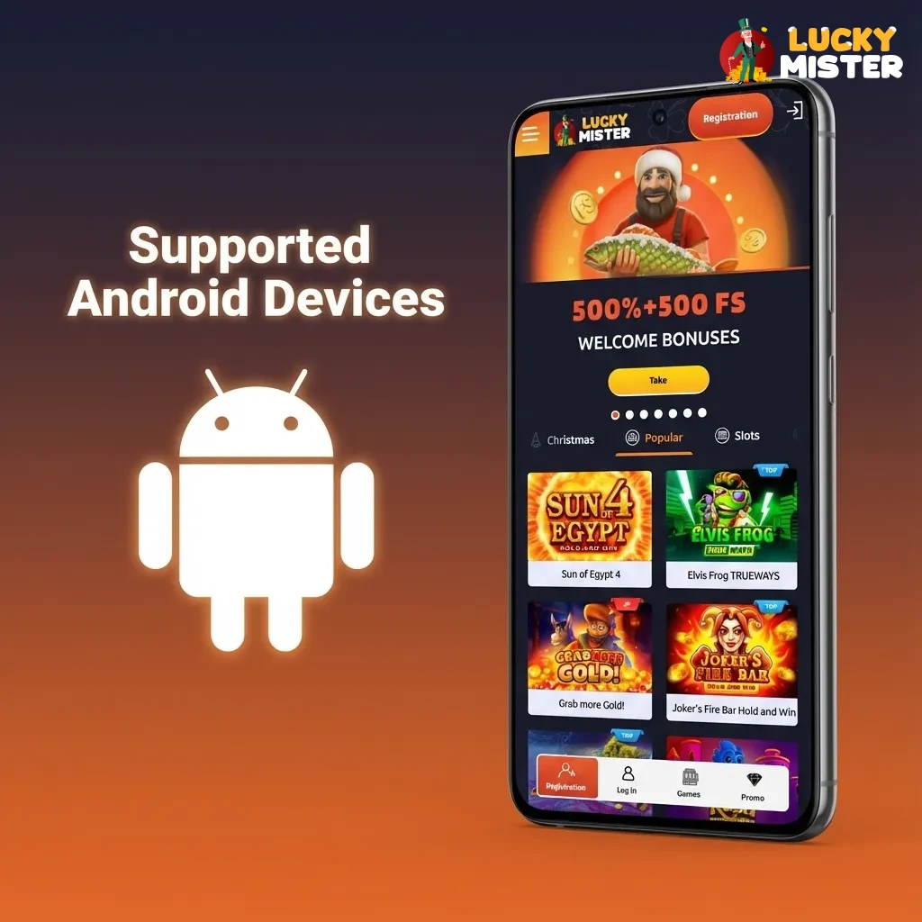Table listing supported UK Android phone models and brands for running the Lucky Mister APK smoothly