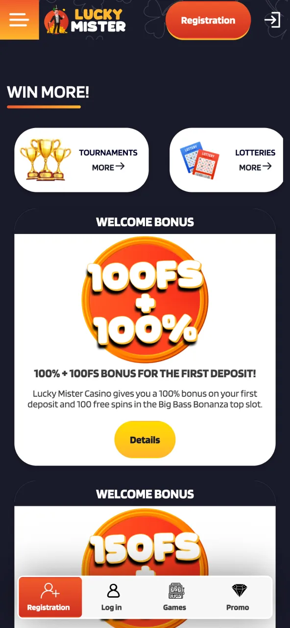 Lucky Mister app rewards mobile bonuses with spins and funds.