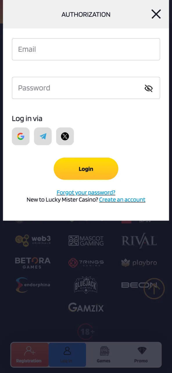 Log in Lucky Mister access official site and verify balance.