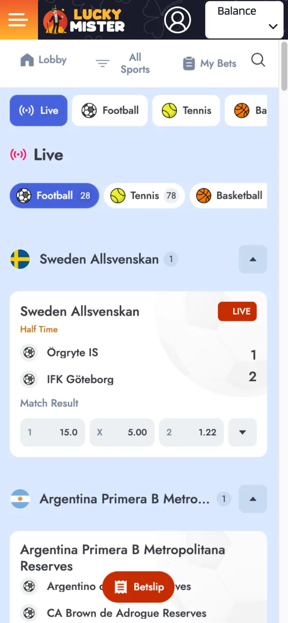Choose Lucky Mister outcome tap odds to confirm bet slip.