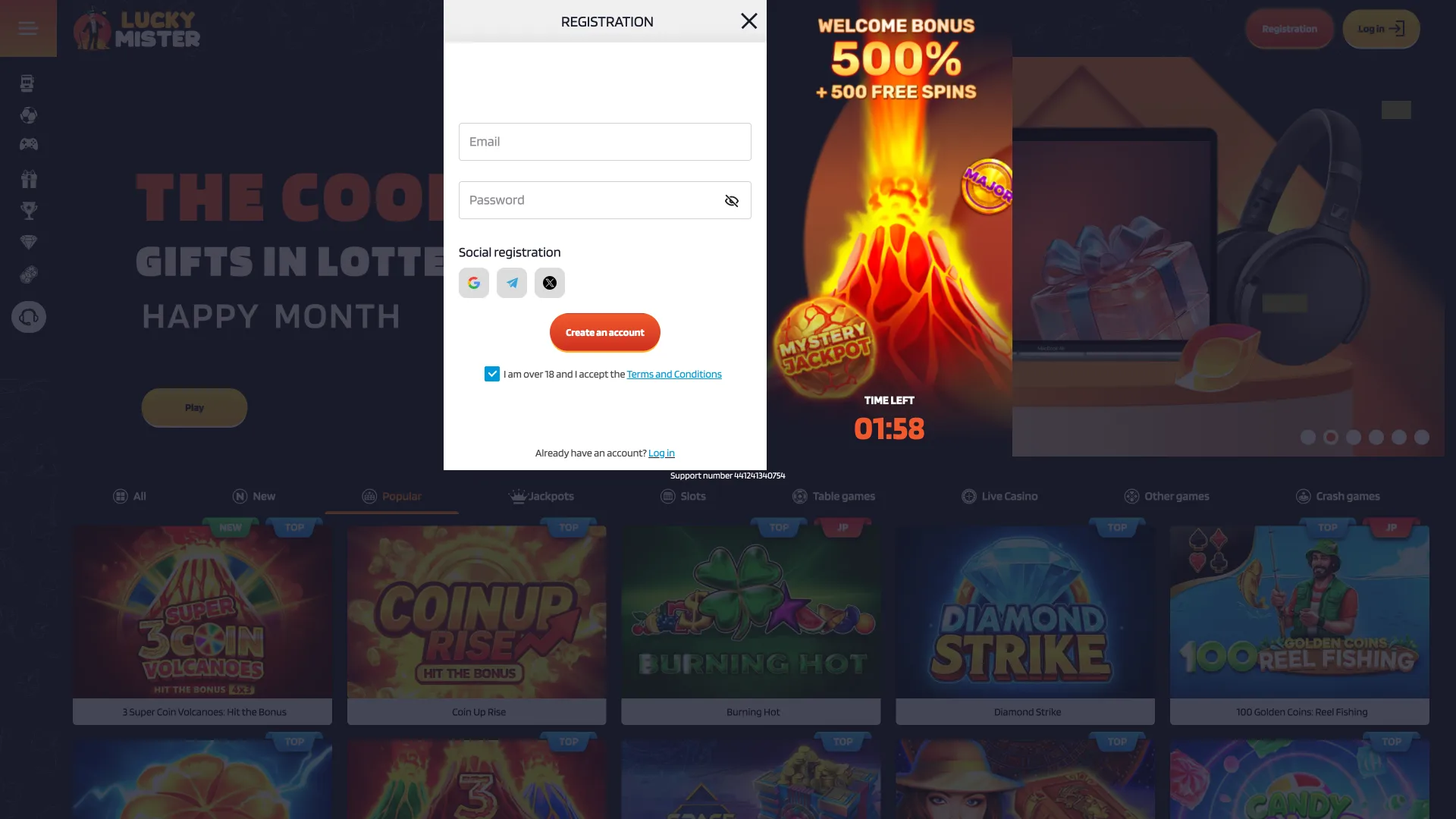Register at Lucky Mister create account quickly and securely.