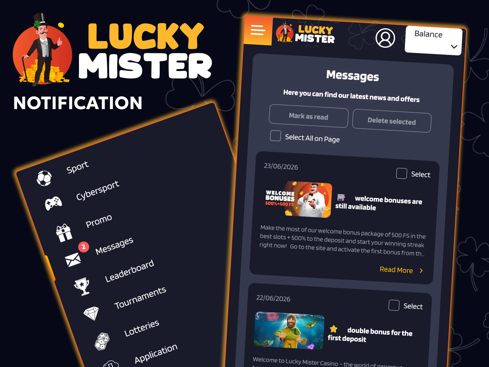 Get notifications from the Lucky Mister app on your device.