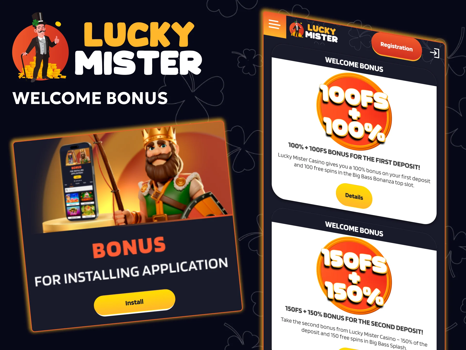 Download the official Lucky Mister app, sign up, and get your welcome bonus.