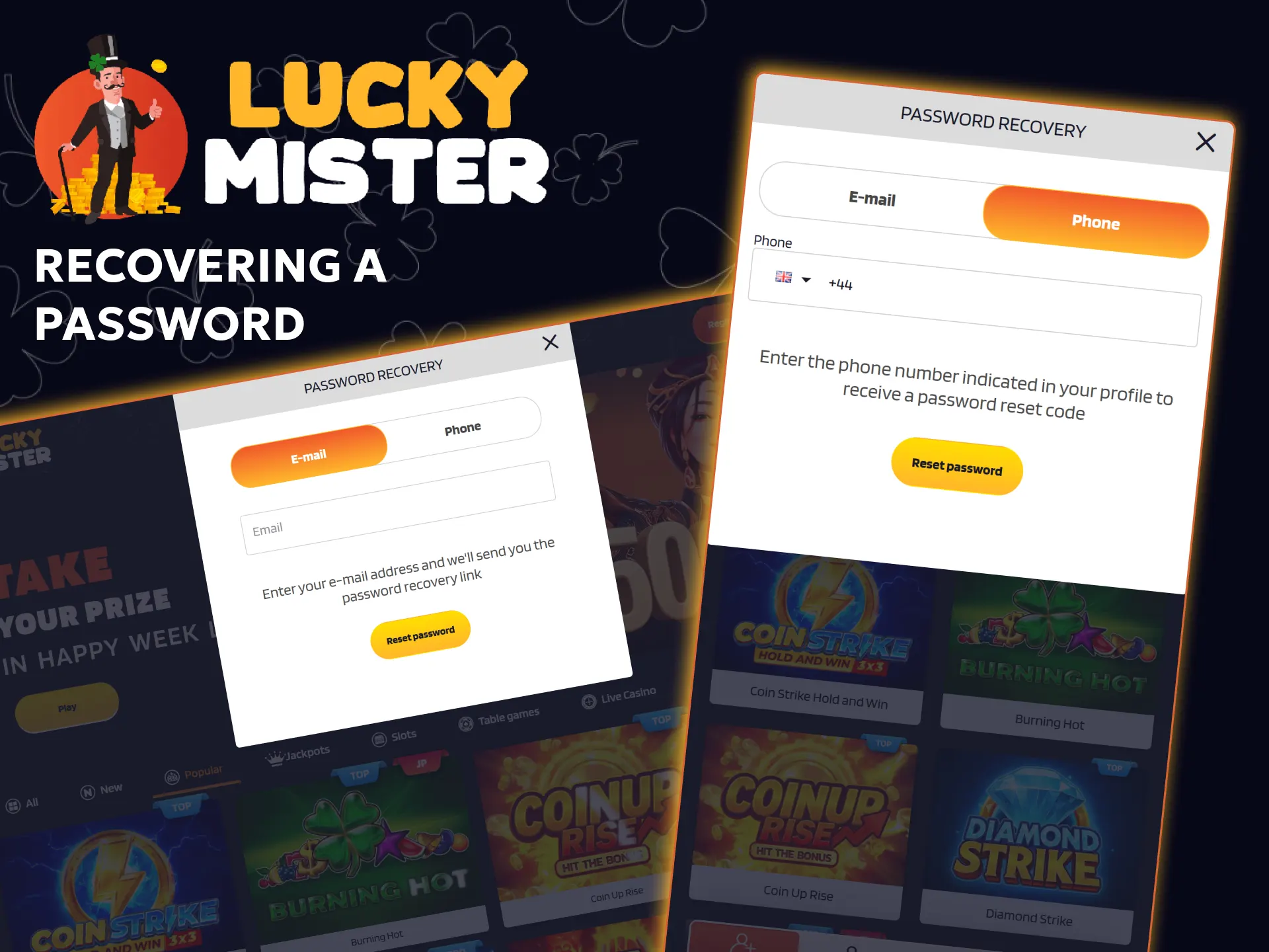 Find out how to quickly and easily reset your Lucky Mister account password.